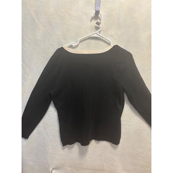 Mercer Street Studio Womens Black & White Sweater Top With Bow Detail Size M - Picture 9 of 10